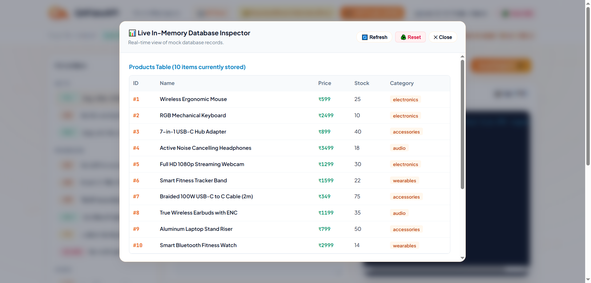 QAFakeAPI Live In-Memory Database State